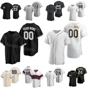 Équipe Baseball 25 Andrew Vaughn Jersey 23 Andrew Benintendi 1 Elvis Andrus 24 Yasmani Grandal 22 Oscar Colas 88 Luis Robert Jr 33 Lance Lynn Cousu Hommes Femmes Jeunesse B-W