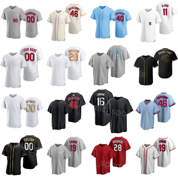 Équipe Baseball 46 Maillot Paul Goldschmidt 18 Walker 40 Willson Contreras 19 Edman 16 Nolan Gorman 11 Paul DeJong 28 Nolan Arenado 4 Yadier Molina Hommes Femmes Jeunesse H-Q