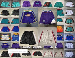 Shorts de basket-ball d'équipe Just Don Retro Snow Mountain City Version Bck Wear Sport Pant avec Pocket Zipper Sweatpants Hip Pop