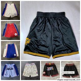 Team Basketball Shorts Mesh gewoon Don Retro 1996-97 jaar van de Rat Wear Sport Pant met Pocket Zipper Sweatpants