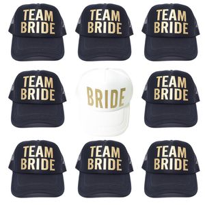 Team Bride Bridesmeisje hoeden vrijgezellenfeest Gold Foil Bridal Wedding Squad Hoeden 2433