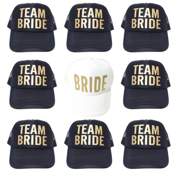 Equipo Bride Bridesmaid Hats Bachelorette Party Gold Foil Bridal Wedding Squad Hats 2433
