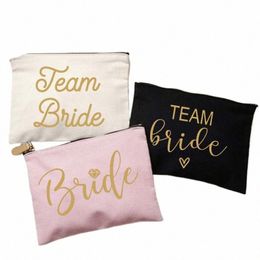 Team Bride Maquillage Sac Bachelorette Party Sacs cosmétiques Demoiselle d'honneur Articles de toilette Organisateur Femme Stockage Make Up Case Cadeaux de mariage l5mJ #