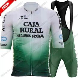 Team Caja Rural Cycling Jersey Set Summer Clothing Mens Kit Kit Road Bike Shirts Suit Bicycle Bib Shorts MTB Uniforme 240511