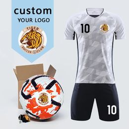 Equipo personalizado Balón de fútbol Conjunto de uniforme de fútbol Número de impresión Nombre Adulto Niños Partido Entrenamiento Jersey 240315