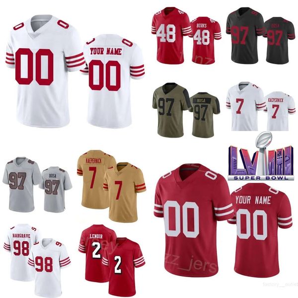 Football 2 Deommodore Lenoir Jersey Super Bowls LVIII Enfants Homme Femme 31 Tashaun Gipson Sr 48 Oren Burks 98 Javon Hargrave 7 Colin Kaepernick 97 Nick Bosa Isaiah Oliver