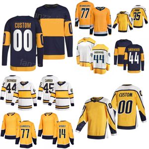 Equipo de hockey 44 Kiefer Sherwood Jersey Niños Hombres Mujeres 45 Alexandre Carrier 35 Pekka Rinne 47 Michael McCarron 90 Ryan OReilly 14 Gustav Nyquist 77 Luke Evangelista