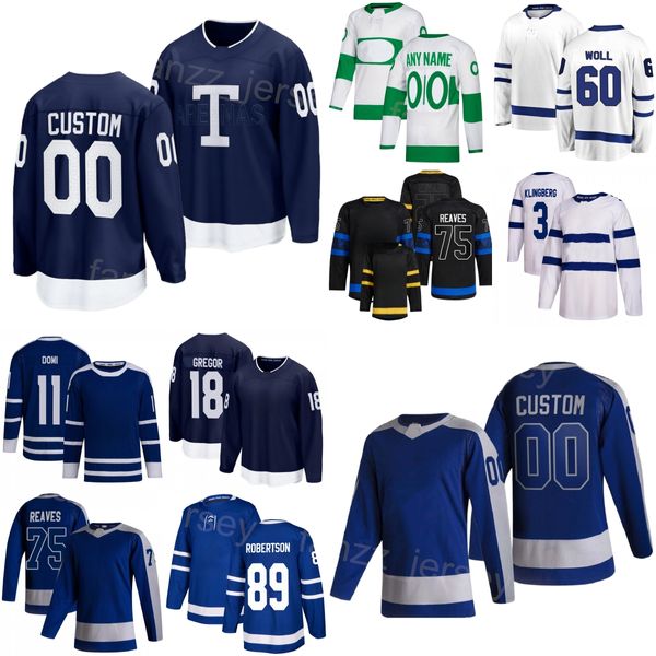 Team Hockey 89 Nicholas Robertson Jersey Enfants Hommes Femmes 3 John Klingberg 18 Noah Gregor 75 Ryan Reaves 11 Max Domi 60 Joseph Woll 23 Matthew Knies 16 Mitchell Marner