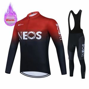 Team Ineos Ropa Ciclismo Bike Draag Warm Winter Fleece Jerseys Mens Bicycle Suits Bib Pants Triathlon Cycling Clothing Sets 240506