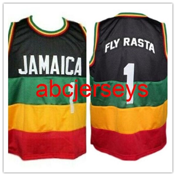 Equipo Jamaica Fly Rasta # 1 Retro Baloncesto Jersey Cosido Personalizado Cualquier Número Nombre jerseys Ncaa XS-6XL