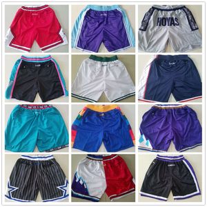 Team Just Don Shorts Sport Basketball Short Running Wear avec poche Zipper Pantalon de survêtement Hip Hop Pantalon Bleu Blanc Noir Rouge Violet Homme Point Bon