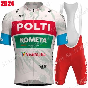 Team Polti Kometa Wielertrui Set Korte Mouw Italië Kleding Mannen Racefiets Shirts Pak Fietsbroek MTB Maillot 240202