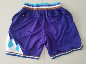 Short d'équipe 96-97, Vintage, baseball, poche zippée, vêtements de course, couleur violet Utah, juste fait, taille S-XXL