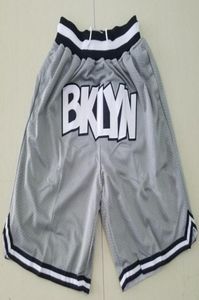 Shorts d'équipe Bklyn Vintage Basketball Zipper Pocket Running Clothes White Blanc Grey Just Done Taille SXXL7833787