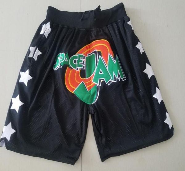 Pantalones cortos del equipo Baloncesto vintage Bolsillos con cremallera Ropa para correr Space Jam Negro Recién hecho Talla SXXL4320667