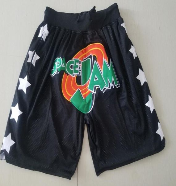 Pantalones cortos del equipo Baloncesto vintage Bolsillos con cremallera Ropa para correr Space Jam Negro Recién hecho Talla SXXL5965462