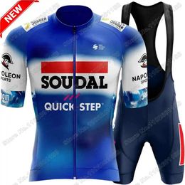 Team Soudal Quick Step Cycling Jersey Set Summer Clothing Men Men Road Bike Shirt Suit Fiets Bib Shorts MTB Uniform 240506