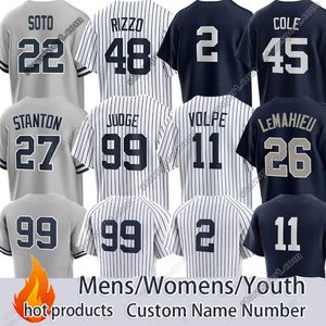 99 Aaron Judge Maillot de baseball Juan Soto Gerrit Cole Anthony Rizzo Derek Jeter DJ LeMahieu Josh Donaldson Yankees Giancarlo Stanton Gleyber Torres Rivera Hicks