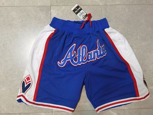 Team Vintage Baseballl Shorts Poches zippées Vêtements de course Atlanta Blue Couleur Just Done Taille S-XXL Mix Order All Jerseys