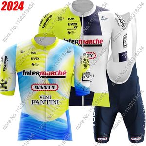 Team Wanty 2024 Cycling Jersey Set korte mouw Biniam Girmay Belgium Clothing Bike Shirt Suit Pak Bicycle Bib Shorts L2405