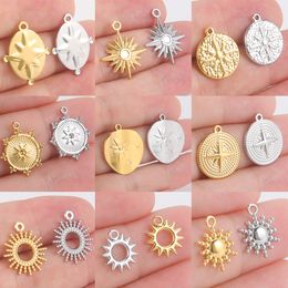 Teamer 5 pièces étoile du nord soleil breloques en acier inoxydable pour bijoux mode Mini pendentif breloque bijoux à bricoler soi-même faisant des fournitures en gros