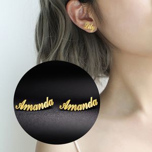 Teamer Nom personnalisé Boucles d'oreilles pour femmes Boucles d'oreilles en acier inoxydable personnalisées Bijoux personnalisés Boucles d'oreilles Dainty Studs Cadeau pour elle