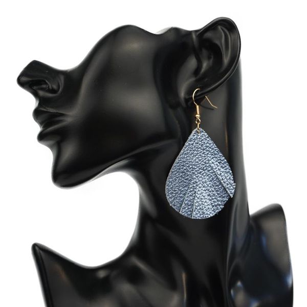 Larme brillant cuir plume boucles d'oreilles pour femmes goutte d'eau bijoux accessoires modernes cadeau en gros balancent lustre