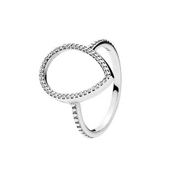 Lágrima silueta anillo auténtico plata esterlina para pandora cz joyas de boda de diamantes para mujeres chicas con caja de regalo de caja original