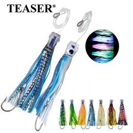 TEASER 110g Deep Sea UV Trolling Señuelos de pesca Big Game Marlin Tuna Lure Portable Bionic Squid Bait Octopus Soft 240312