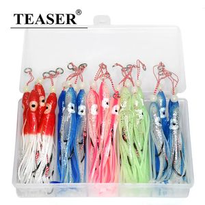 TEASER 20 stuks Glow Rubber Octopus Rokken Inktvis Assist BKK Haken Inchiku Vis Tai Kabura Peche Kunstaas Accessoires 240313