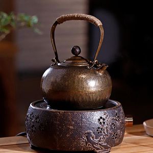 Vareil de thé 1000 ml chinois Fabillage de cuivre fait à la main pour le poêle à gaz Teapot Thé Cérémonie Set Milk Oolong Tae Tie Guan Yin Jasmine Type de thé