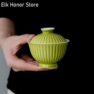 Teaware 100 ml pur orchidée peinte à la main en céramique thé soupière Sophora vert chrysanthème pétale bol couvert machine à thé Gaiwan Kung Fu Teaset
