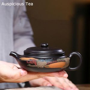 Thé à thé 160 ml classique yixing en argile violette théière cru minerai de boue noire à thé à thé Zisha Beauty Kettle Chinese Tea set accessoires