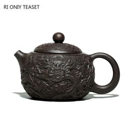 Teaware 270 ml yixing highd Purple Clay theepot beroemde handgesneden handgesneden drakenpatroon xishi theepot ketel Chinese zisha theeset collectie