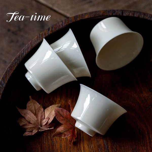 Teaware 2 pc/lot 30 ml fait à la main abricot blanc tasse à thé en céramique Antique petit seau chapeau tasse à thé japonais Kung Fu Teaset porcelaine maître tasse