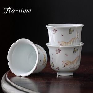 Teaware 2 pc/lot 60 ml créatif mignon chat en céramique tasses à thé Drinkware tasse service à thé artisanat Kung Fu tasses boisson thé accessoires thé ensemble fournitures