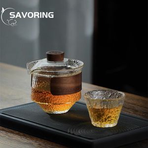 Theewaar 300ml Grote Glazen Transparante Gaiwan Chinese Teaset Theekom Enkele Dikke Hittebestendige Deksel Kom Theekop Thee Deksel Set Gaiwan