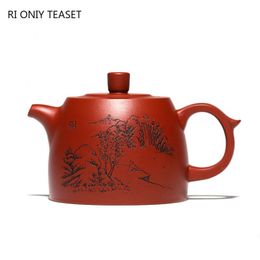 Teaware 90 ml Chinese yixing paarse klei theepotten rauw erts dahongpao filter thee pot hand geschilderde landschap thee kettle home theeware benodigdheden
