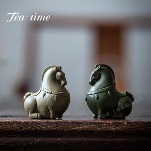 Service à thé chinois en argile violette, Sculpture faite à la main, cheval, thé, Figurines d'animaux de compagnie, cérémonie du thé, Zen, décoration de Table à thé, accessoires d'ornement Animal