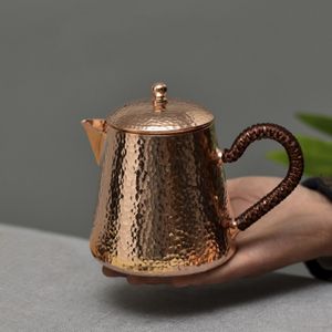 Théière en cuivre pur faite à la main, bouilloire à thé, motif marteau, Kung Fu, ustensiles de table