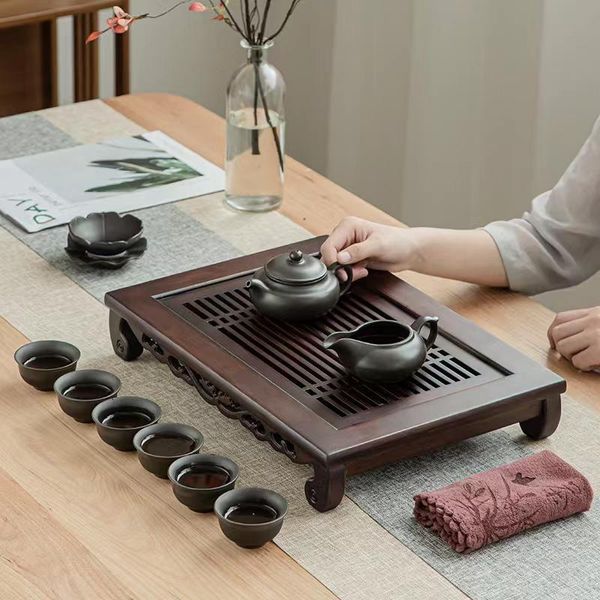 Cake Venture chaude chinoise Bamboo Natural Bamboo Tray Eater Strangement Kung Fu Ta set Drawer Household Tea Board Chinese Tea Storage Tray