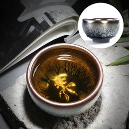 Service à thé Jianzhan tasse à thé Tianmu glaçage incrusté d'huile d'argent dégoulinant bol à thé Kungfu tasse à thé four changé maître en céramique tasse unique