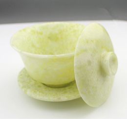 Teaware Natural Jade Gaiwan Health Gongfu Teaware authentique chinois jades en pierre couvercle thé à thé