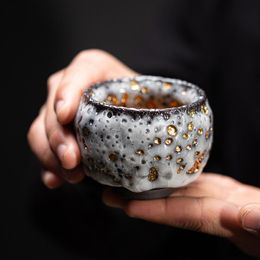 Service à thé PINNY en céramique doré Shino, tasse à thé en minerai naturel, tasses à thé faites à la main, bol à thé Kung Fu résistant à la chaleur