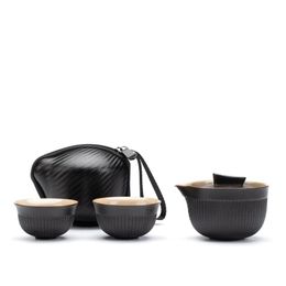 Ensemble de thé Portable de voyage portable en céramique Kettle quik pots un pot et deux tasses