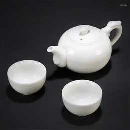 Teaware -sets 1 pc's keramische theepot ketels 2 kopjes set schapenvlees witte jade porselein Chinese thee drinkware -gebruiksvoorwerpen