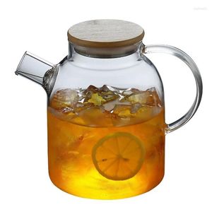 Theeware sets 1L glazen theepot warmtebestendige bloem thee pot ketel groot helder fruitsap container keramiek huishouden drinkware
