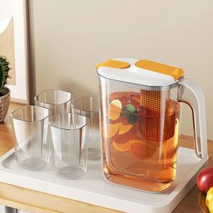 Teaware -sets 2.6L grote plastic werper met deksel 4 kopjes hittebestendig koud water karafkan voor sapdrankje pot ijstheeketel ketel