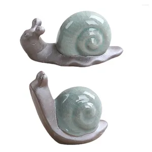 Ensembles de voiles de thé 2 pcs ornements chic décor d'escargots décorations de bureau en céramique minuscules figurines animaux affichage à la maison