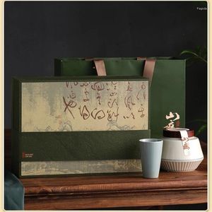 Ensembles de voiles de thé 2023 Ceramic Mingqian Green Tea Box Gift vide Longjing Biluochun